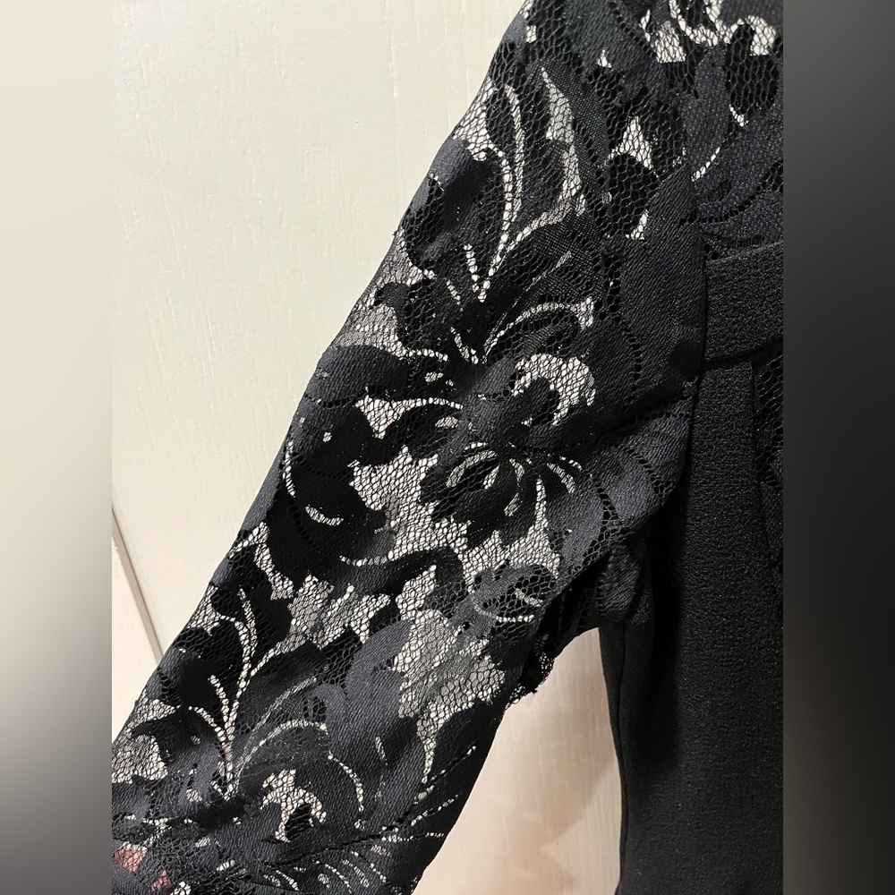 Nanette Lepore Women’s Size 8 Black Lace Dress Metallic Wool - Picture 5 of 8